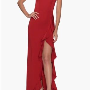 La Femme Scarlet Ruffle Maxi Dress 2